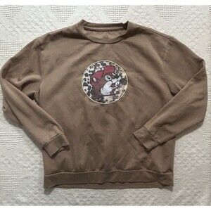 Bucees Beaver Logo Graphic Crewneck Sweatshirt Brown XL